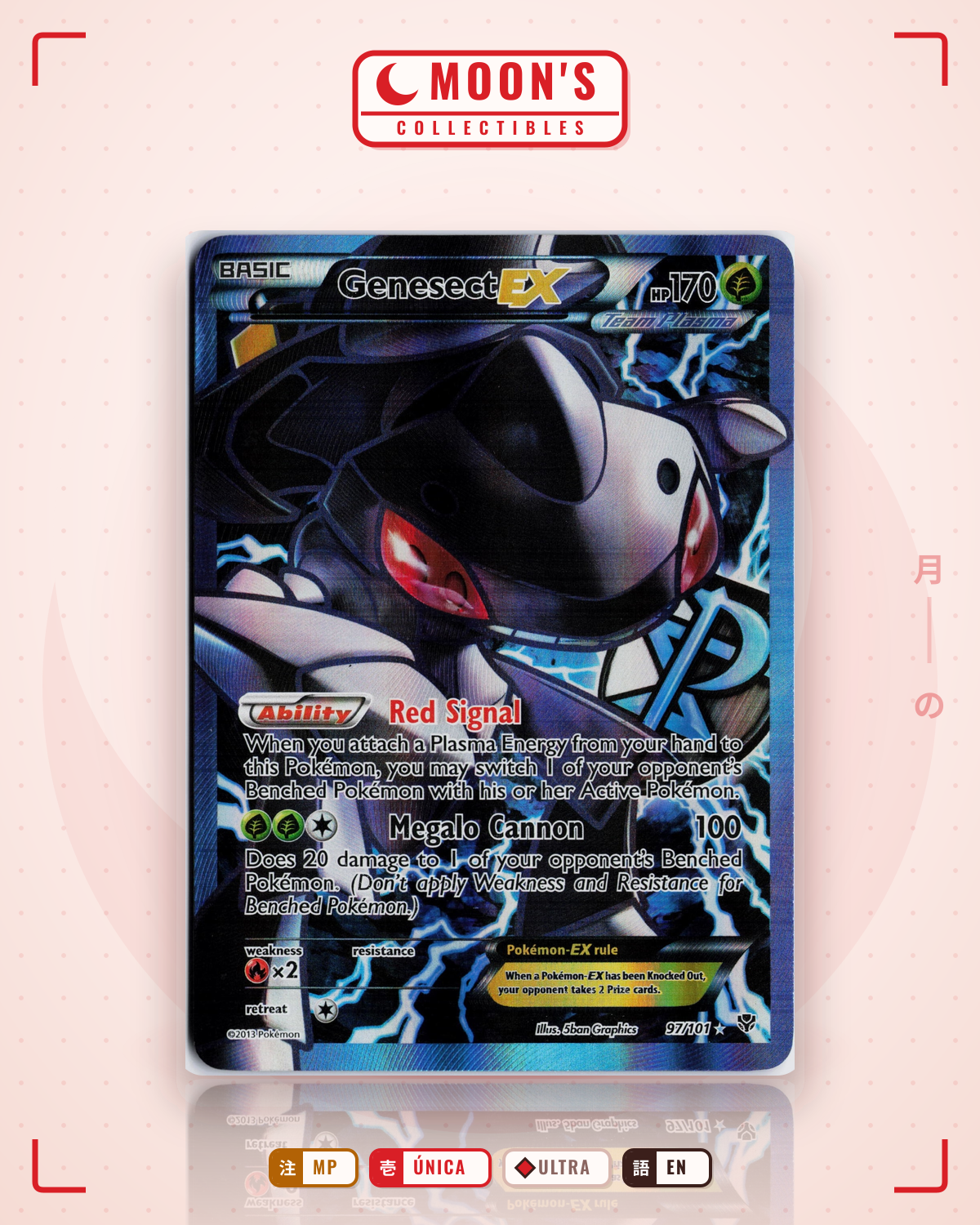 Carta Pokémon Genesect-EX · Plasma Blast #97/101 (MP) — pieza única en Moon's Collectibles México