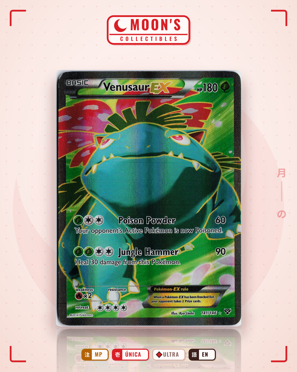 Carta Pokémon Venusaur-EX · XY #141/146 (MP) — pieza única en Moon's Collectibles México