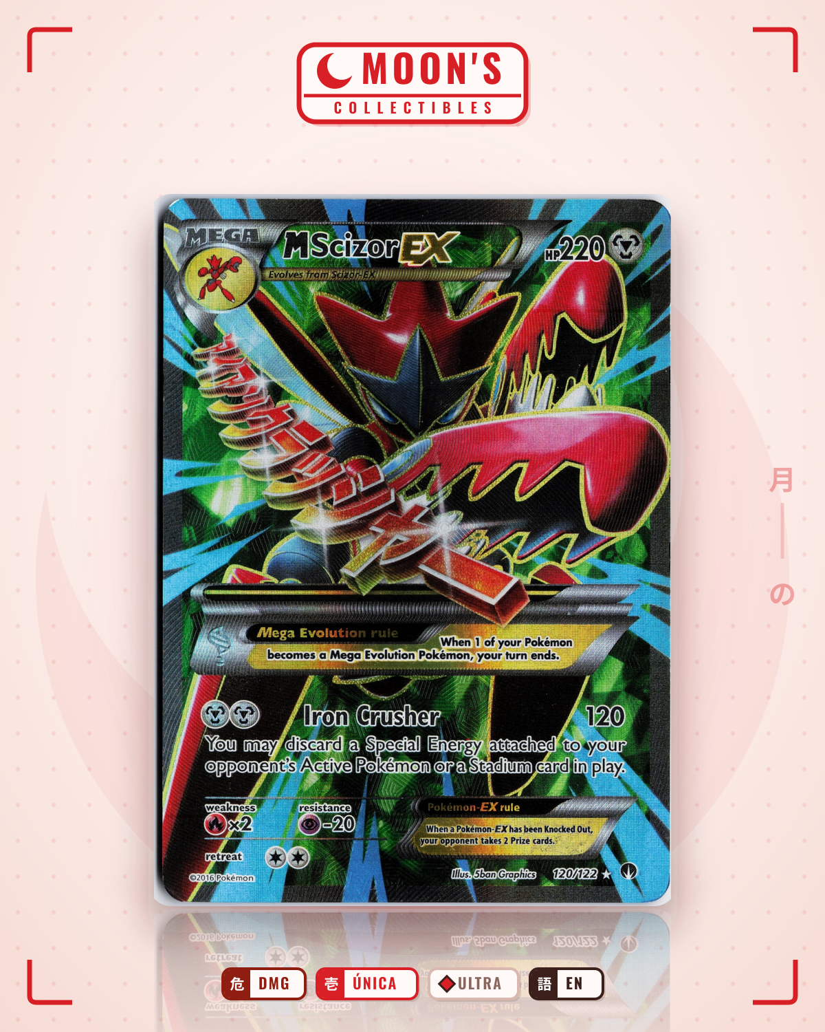 Carta Pokémon M Scizor-EX · BREAKpoint #120/122 (DMG) — pieza única en Moon's Collectibles México