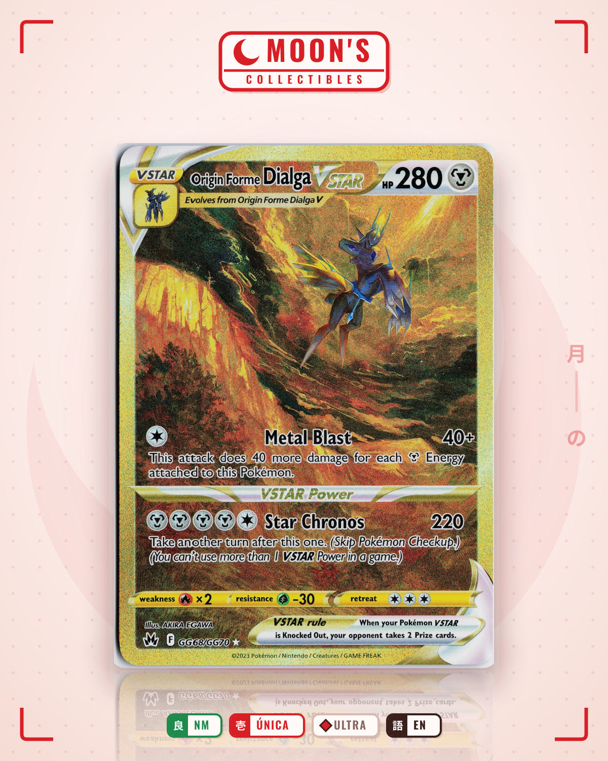 Carta Pokémon Origin Forme Dialga VSTAR · Crown Zenith Galarian Gallery #GG68/GG70 (NM) — pieza única en Moon's Collectibles México