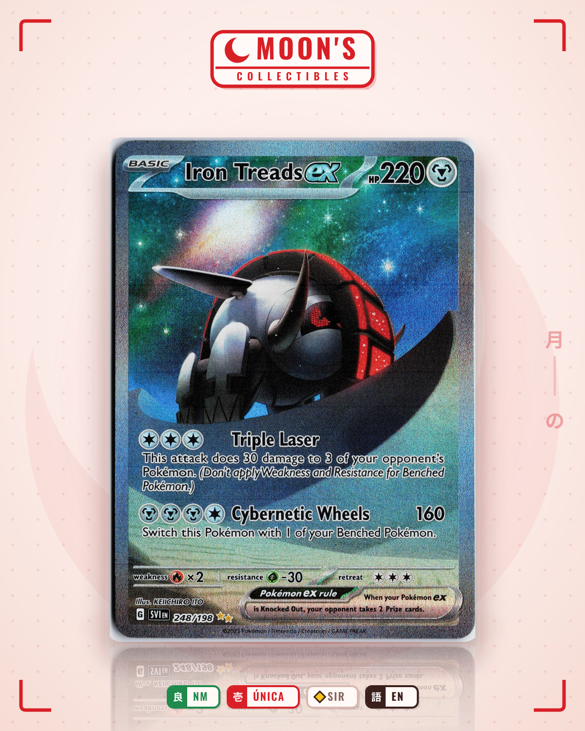 Carta Pokémon Iron Treads ex · Scarlet & Violet #248/198 (NM) — pieza única en Moon's Collectibles México