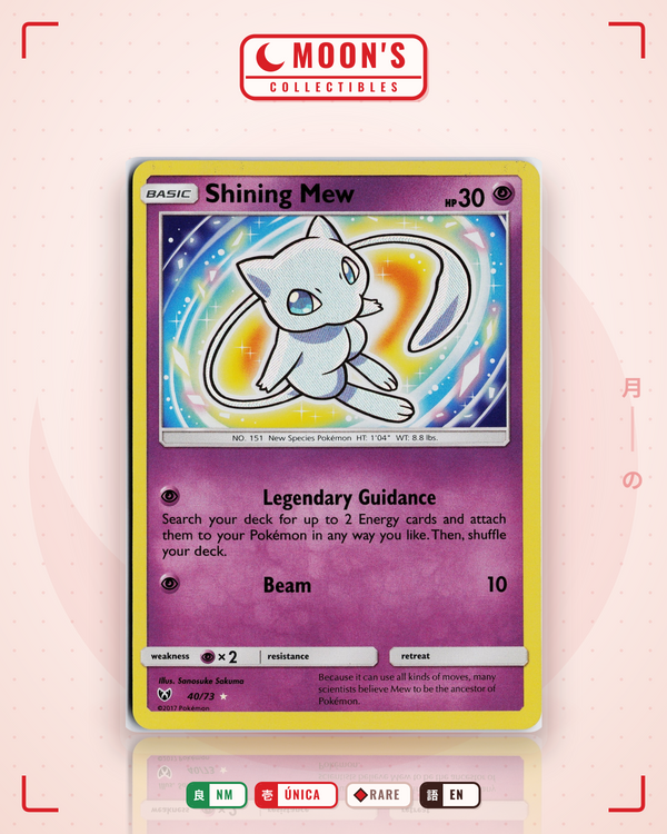 Carta Pokémon Shining Mew · Shining Legends #40/73 (NM) — pieza única en Moon's Collectibles México