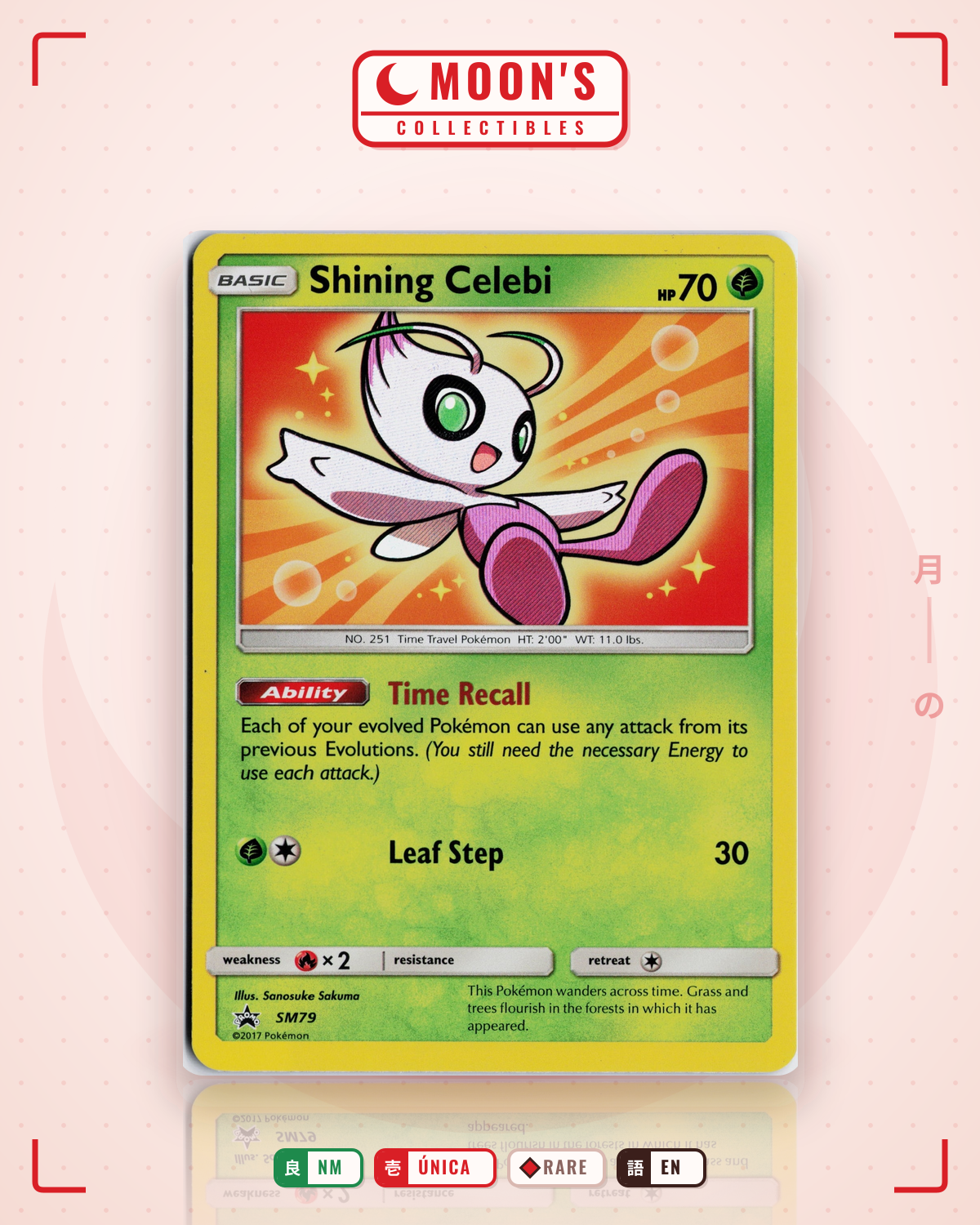 Carta Pokémon Shining Celebi · SM Black Star Promos #SM79 (NM) — pieza única en Moon's Collectibles México