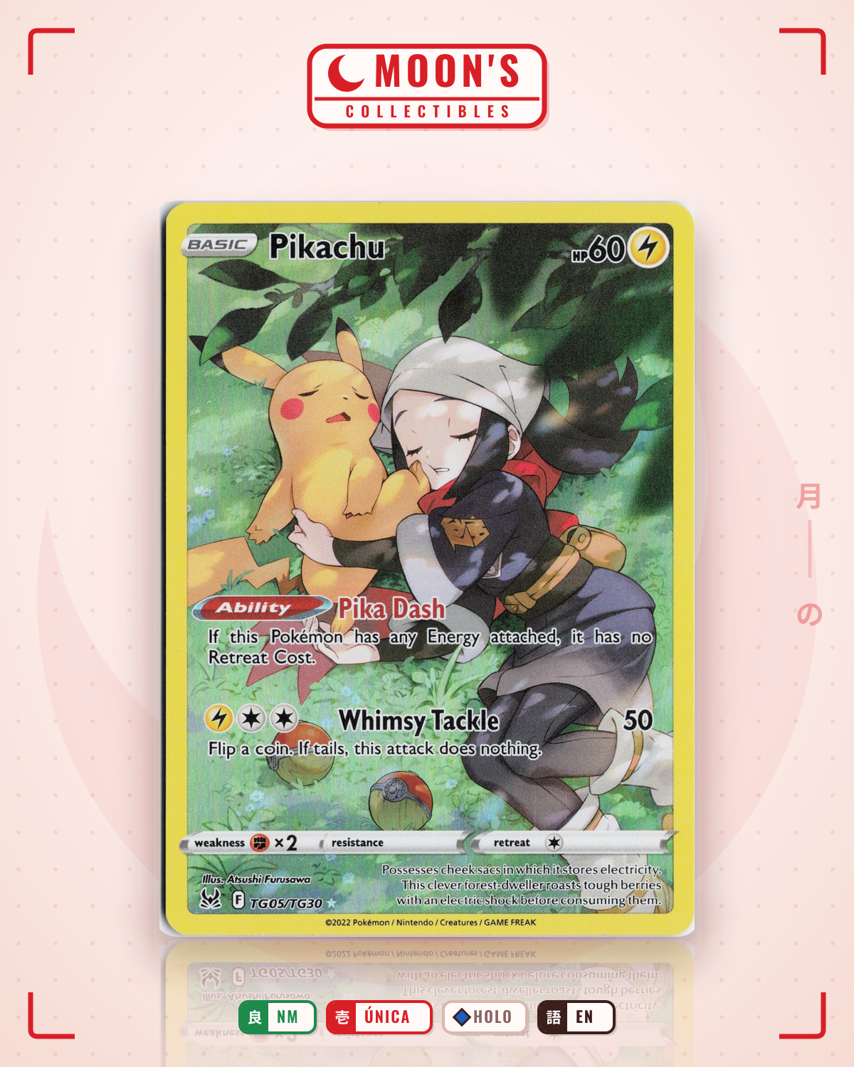 Carta Pokémon Pikachu · Lost Origin Trainer Gallery #TG05/TG30 (NM) — pieza única en Moon's Collectibles México
