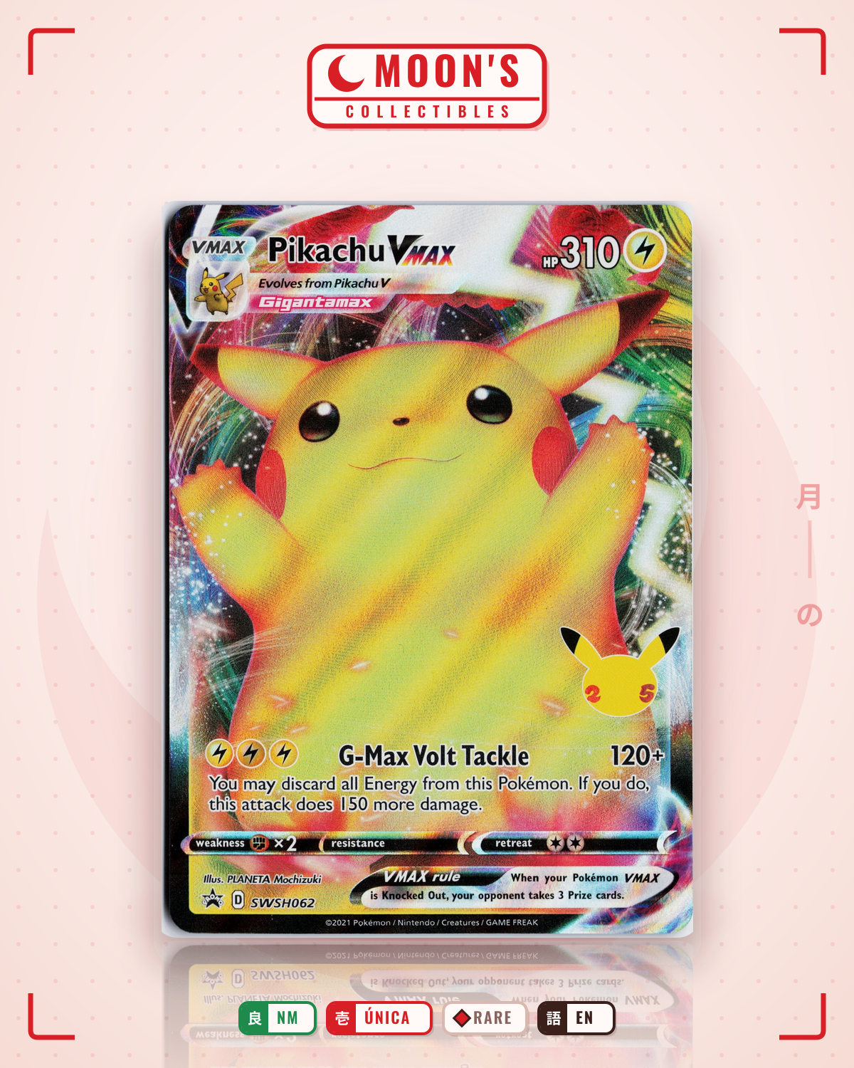 Carta Pokémon Pikachu VMAX · SWSH Black Star Promos #SWSH062 (NM) — pieza única en Moon's Collectibles México
