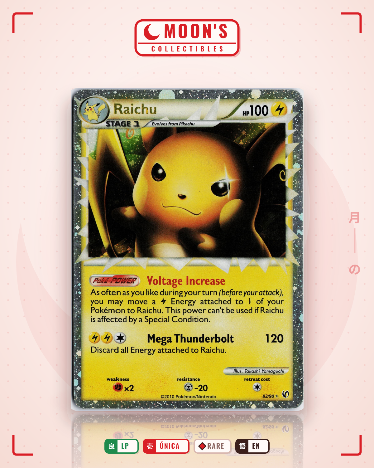 Carta Pokémon Raichu · HS—Undaunted #83/90 (LP) — pieza única en Moon's Collectibles México