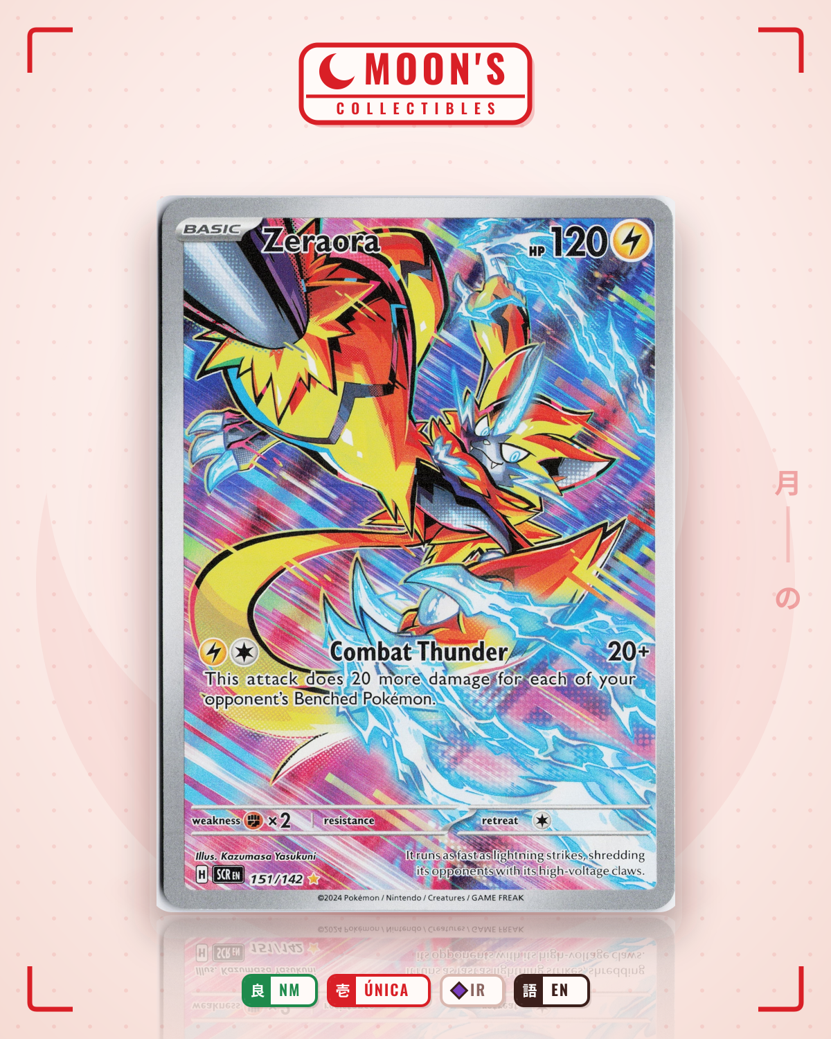 Carta Pokémon Zeraora · Stellar Crown #151/142 (NM) — pieza única en Moon's Collectibles México