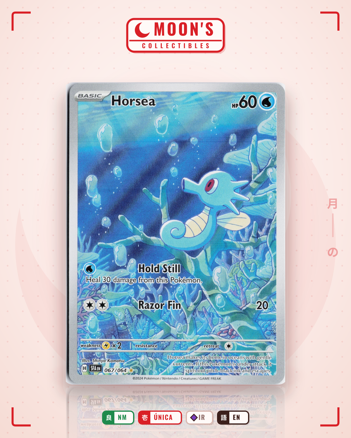 Carta Pokémon Horsea · Shrouded Fable #067/064 (NM) — pieza única en Moon's Collectibles México