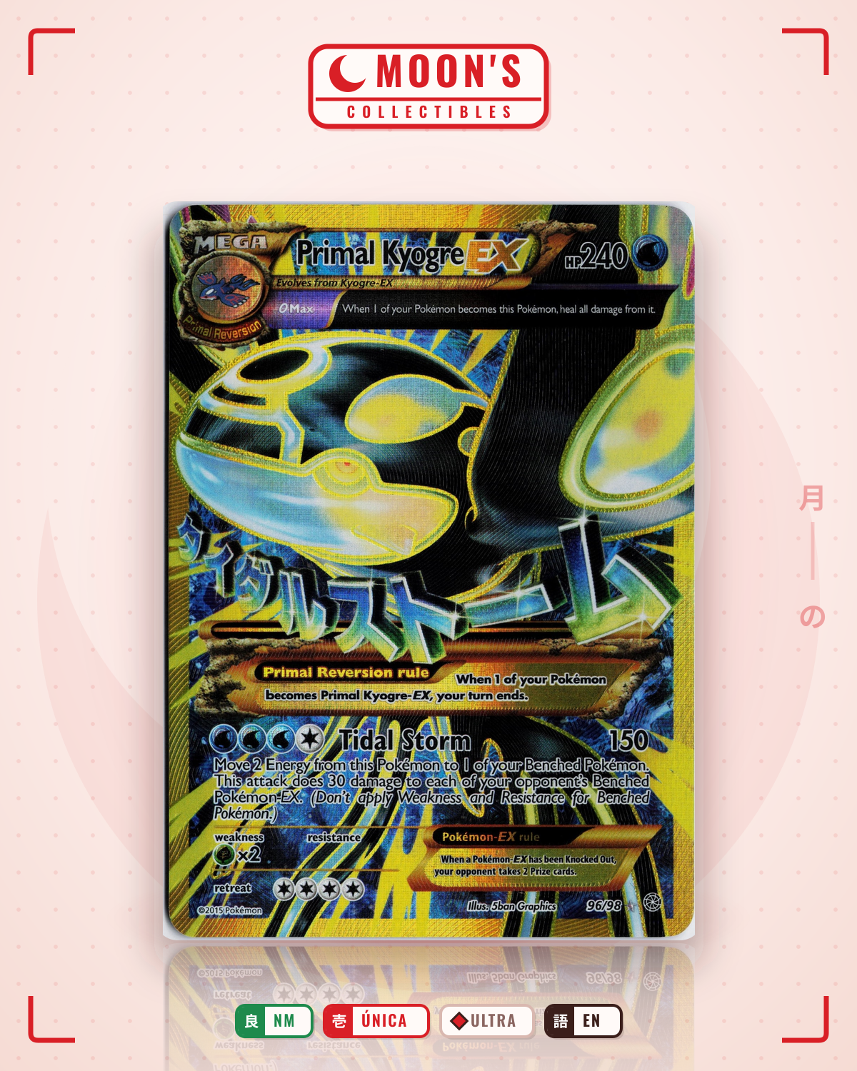 Carta Pokémon Primal Kyogre-EX · Ancient Origins #96/98 (NM) — pieza única en Moon's Collectibles México