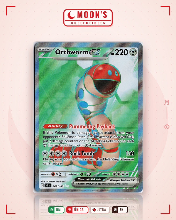 Carta Pokémon Orthworm ex · Stellar Crown #162/142 (NM) — pieza única en Moon's Collectibles México