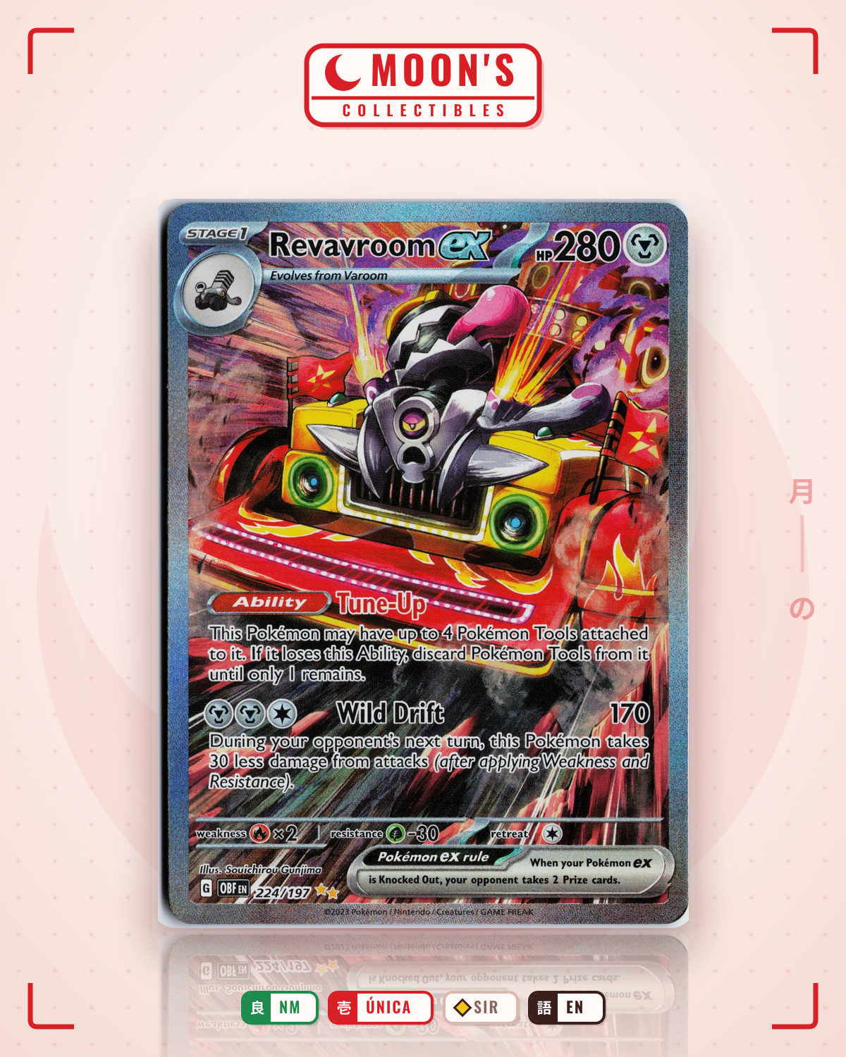Carta Pokémon Revavroom ex · Obsidian Flames #224/197 (NM) — pieza única en Moon's Collectibles México