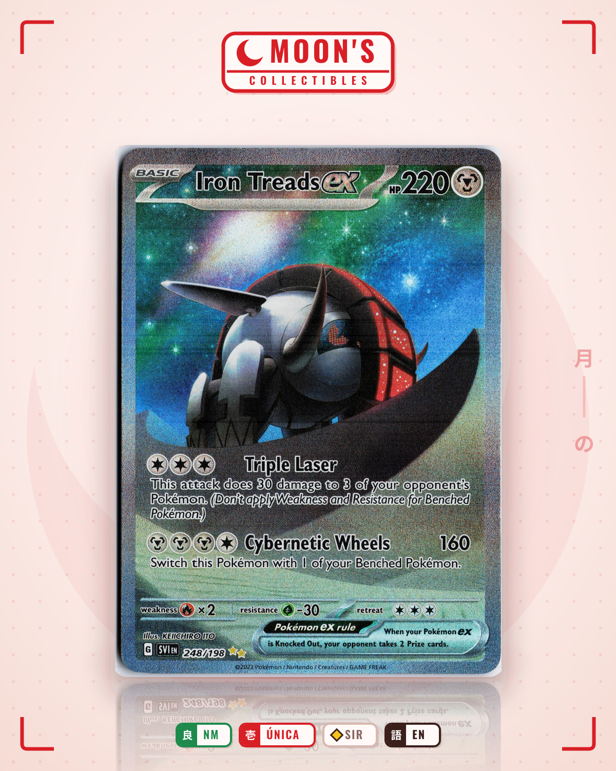 Carta Pokémon Iron Treads ex · Scarlet & Violet #248/198 (NM) — pieza única en Moon's Collectibles México