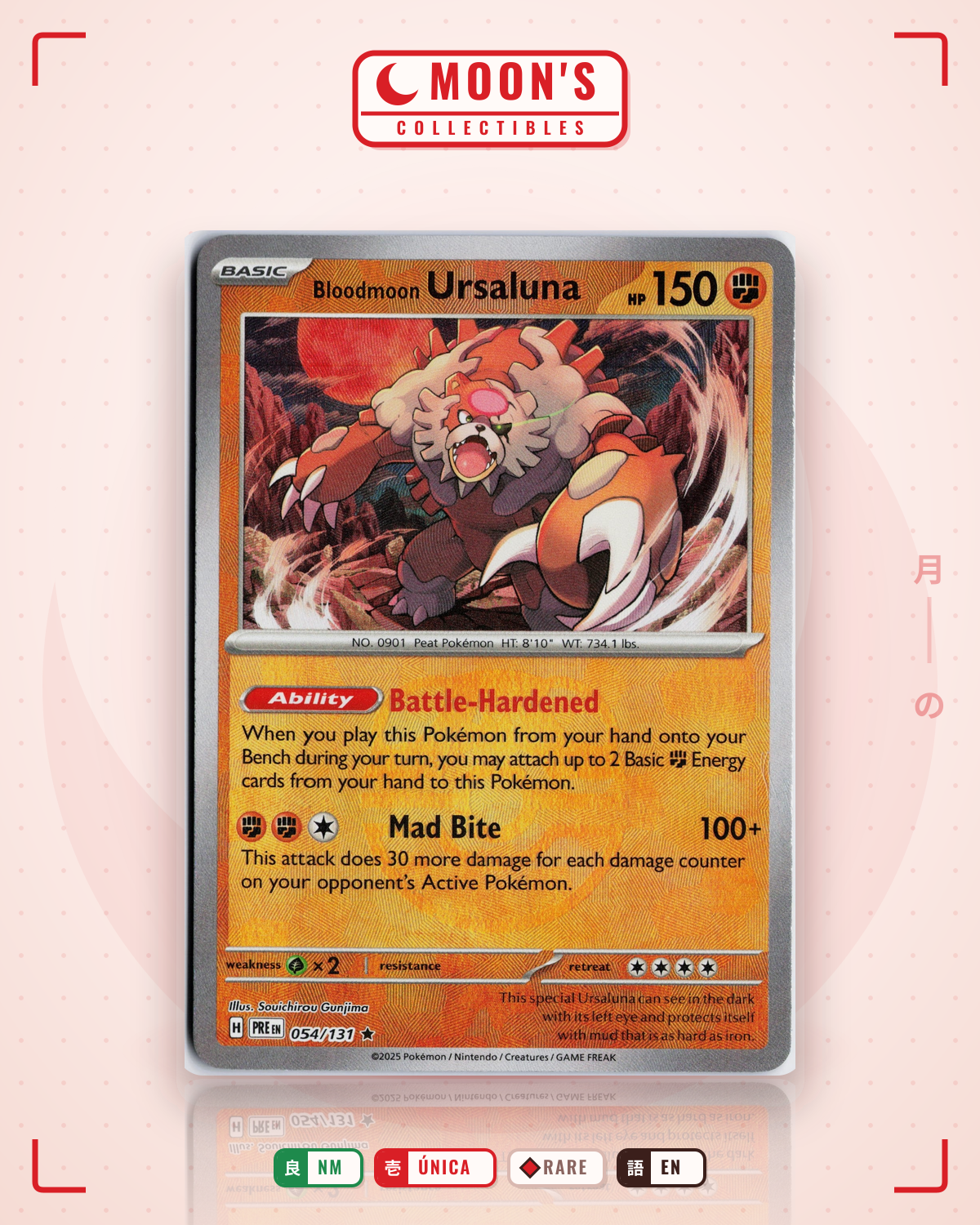 Carta Pokémon Bloodmoon Ursaluna · Prismatic Evolutions #054/131 (NM) — pieza única en Moon's Collectibles México