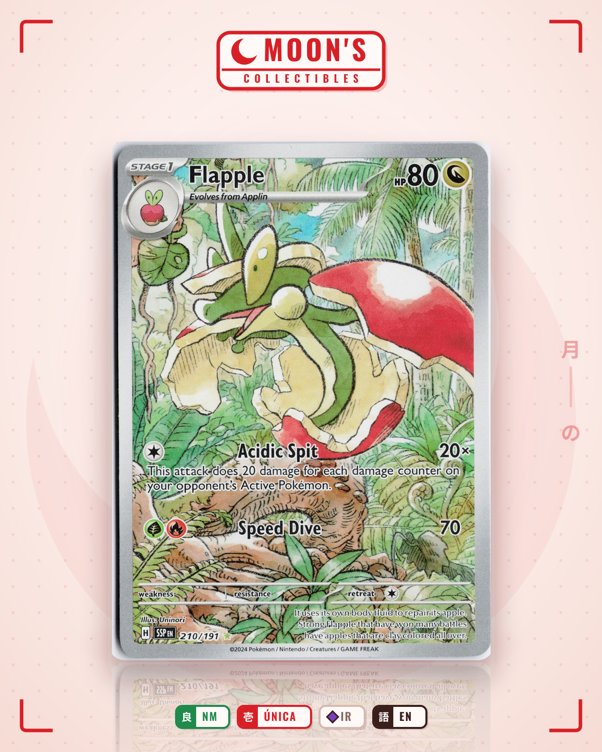 Carta Pokémon Flapple · Surging Sparks #210/191 (NM) — pieza única en Moon's Collectibles México