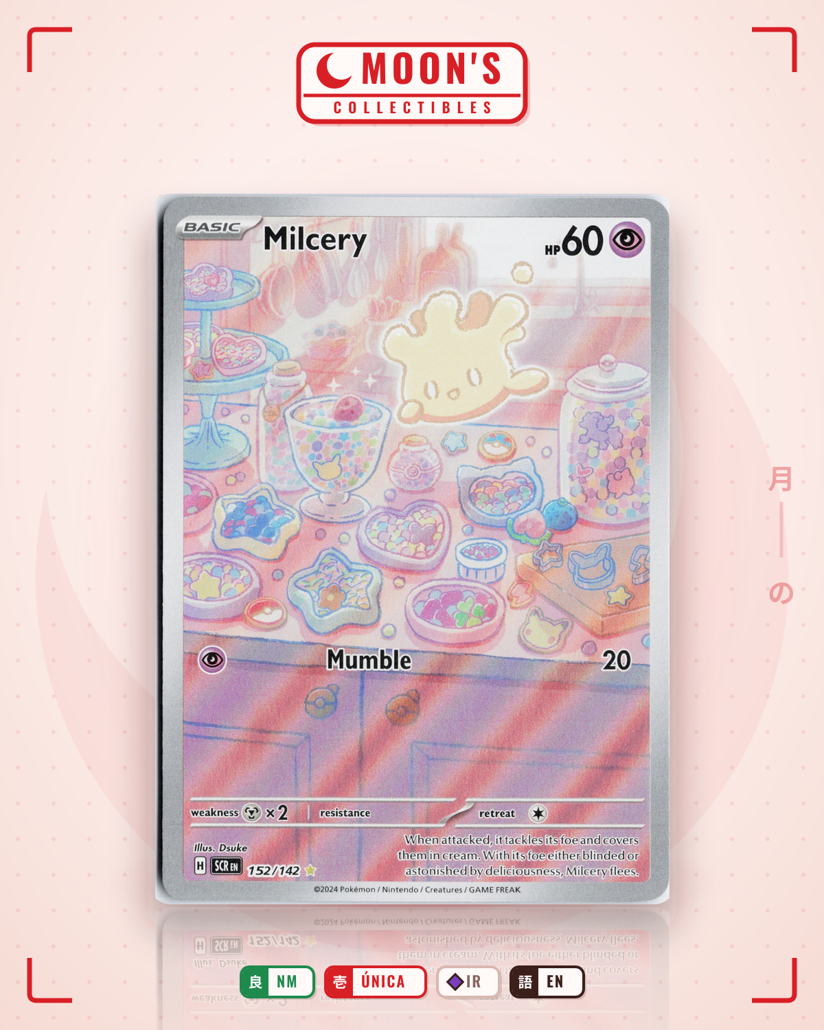 Carta Pokémon Milcery · Stellar Crown #152/142 (NM) — pieza única en Moon's Collectibles México