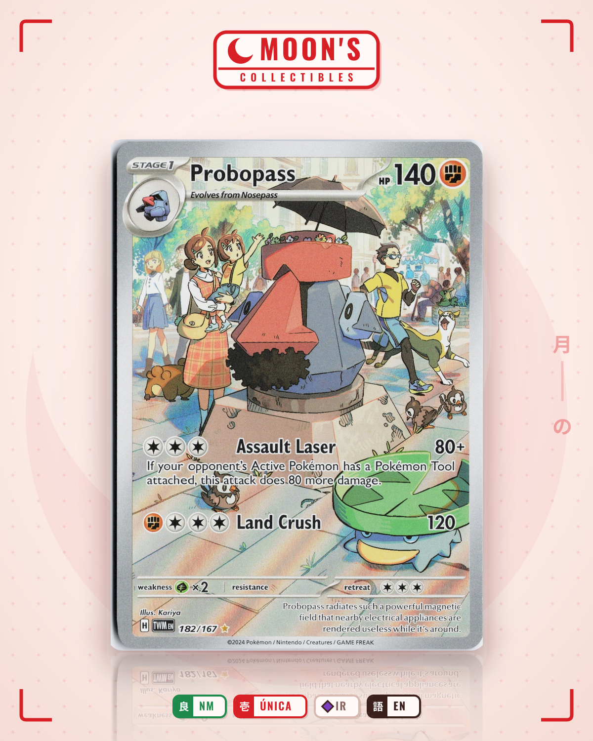 Carta Pokémon Probopass · Twilight Masquerade #182/167 (NM) — pieza única en Moon's Collectibles México