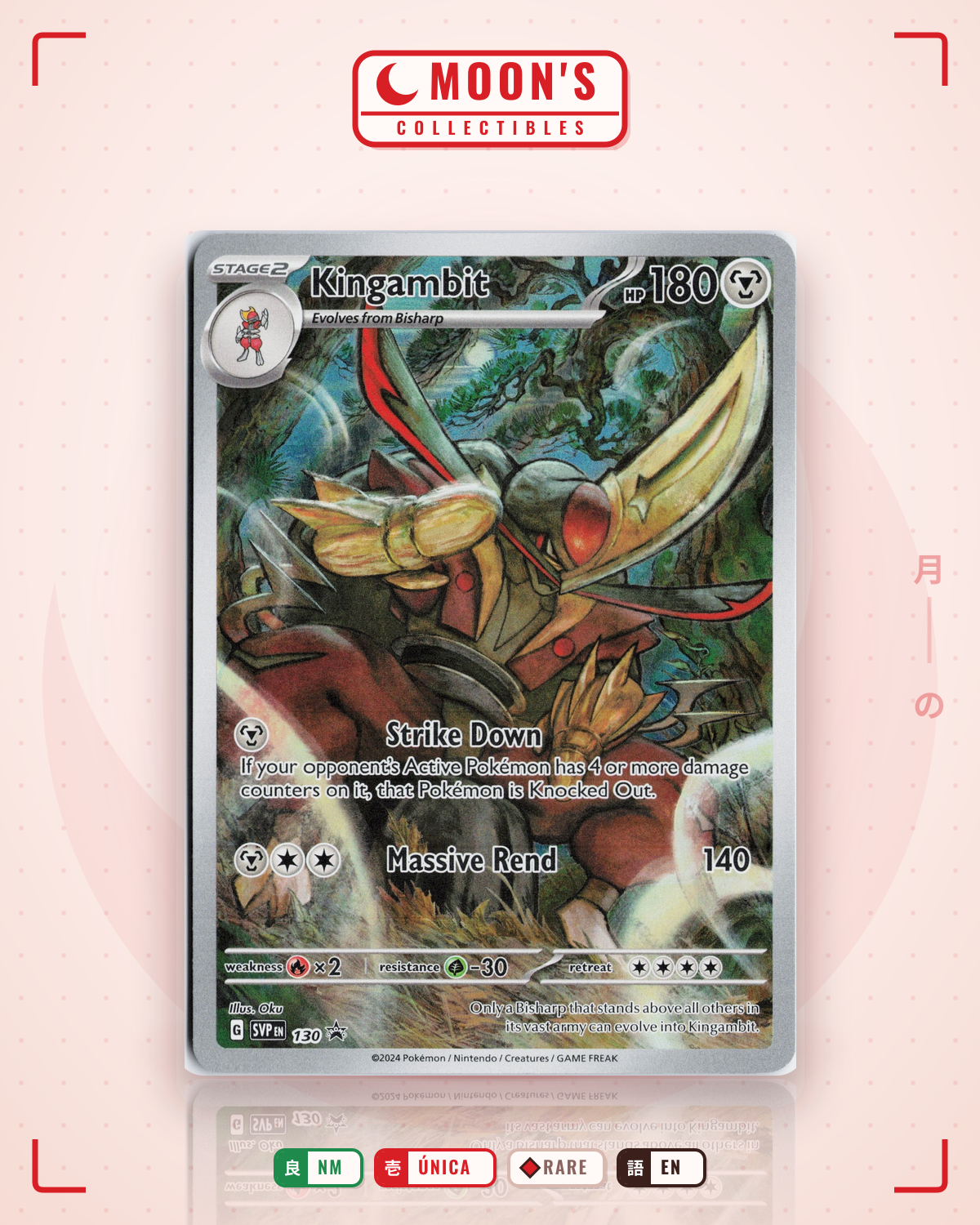 Carta Pokémon Kingambit · Scarlet & Violet Black Star Promos #130 (NM) — pieza única en Moon's Collectibles México