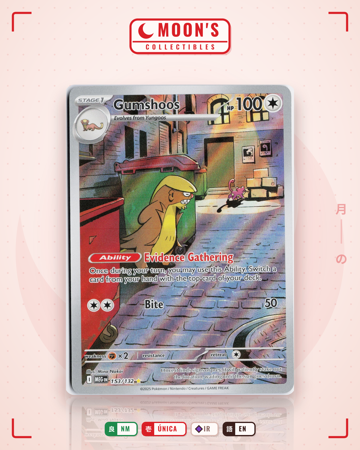 Carta Pokémon Gumshoos · Mega Evolution #153/132 (NM) — pieza única en Moon's Collectibles México