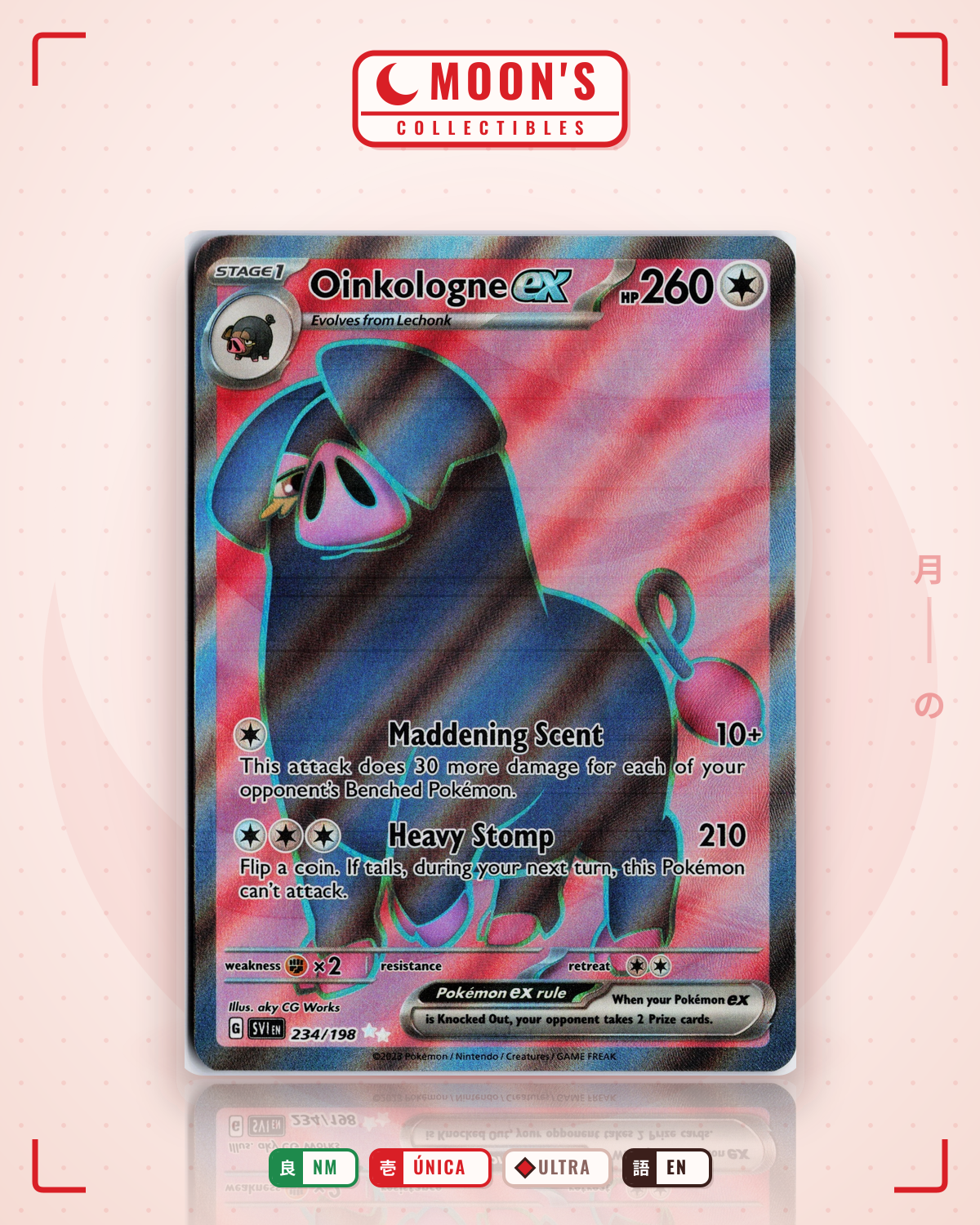 Carta Pokémon Oinkologne ex · Scarlet & Violet #234/198 (NM) — pieza única en Moon's Collectibles México