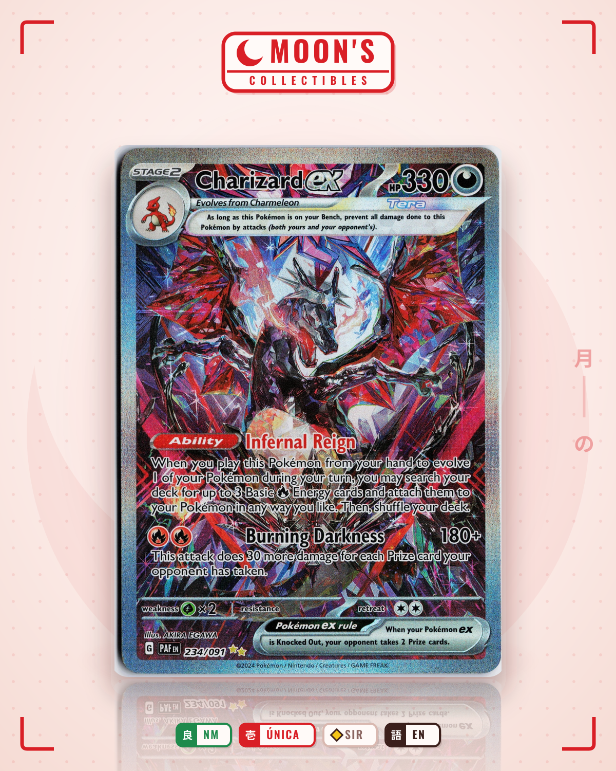 Carta Pokémon Charizard ex · Paldean Fates #234/091 (NM) — pieza única en Moon's Collectibles México