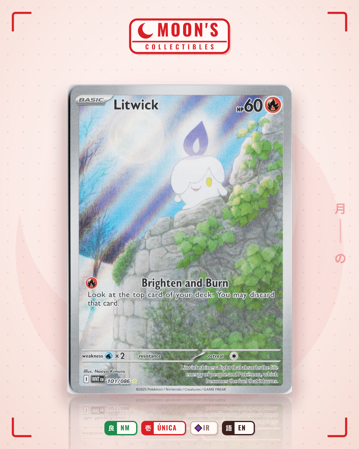 Carta Pokémon Litwick · White Flare #101/086 (NM) — pieza única en Moon's Collectibles México