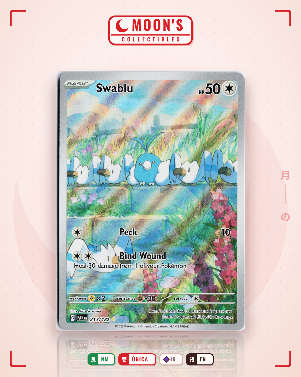 Carta Pokémon Swablu · Paradox Rift #213/182 (NM) — pieza única en Moon's Collectibles México