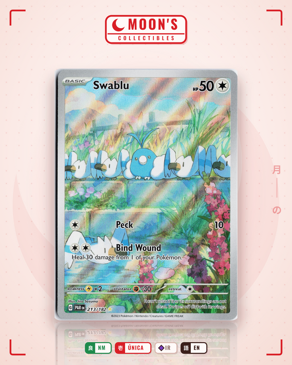 Carta Pokémon Swablu · Paradox Rift #213/182 (NM) — pieza única en Moon's Collectibles México