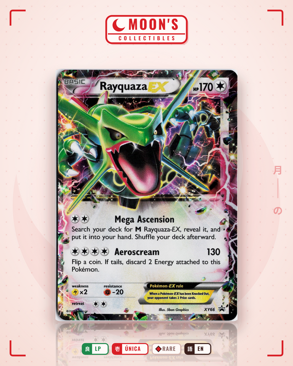 Carta Pokémon Rayquaza-EX · XY Black Star Promos #XY66 (LP) — pieza única en Moon's Collectibles México