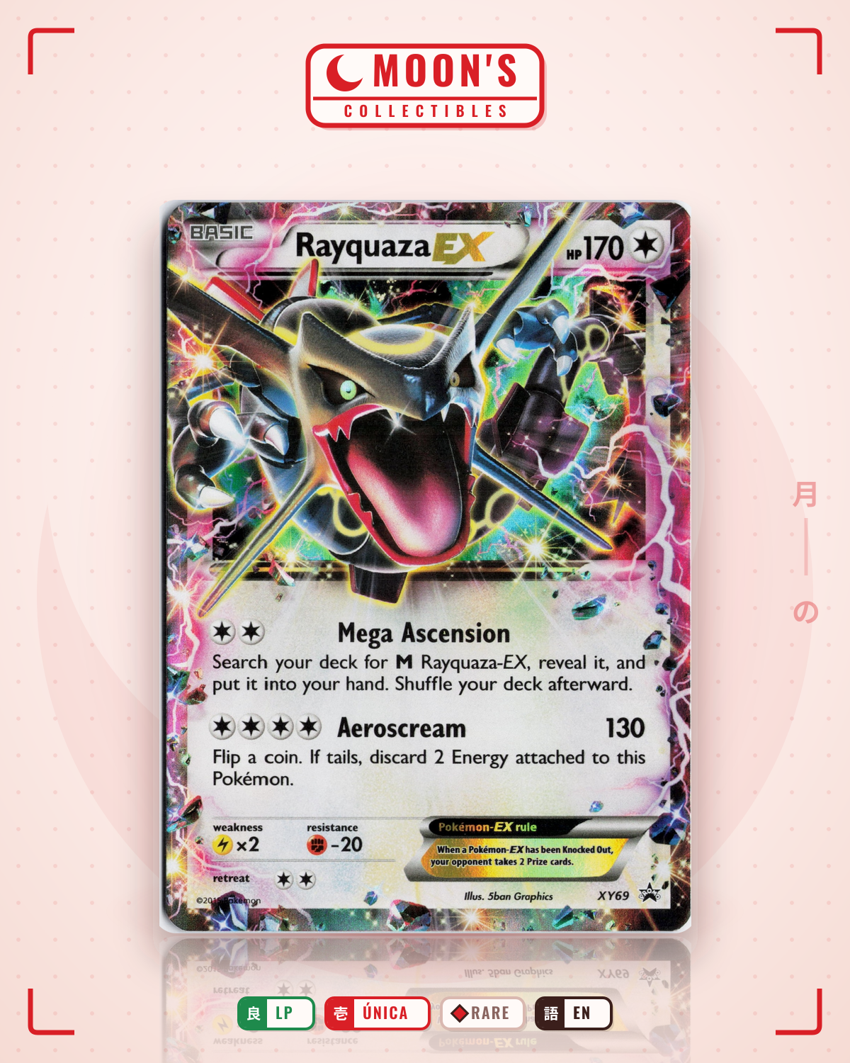 Carta Pokémon Rayquaza-EX · XY Black Star Promos #XY69 (LP) — pieza única en Moon's Collectibles México
