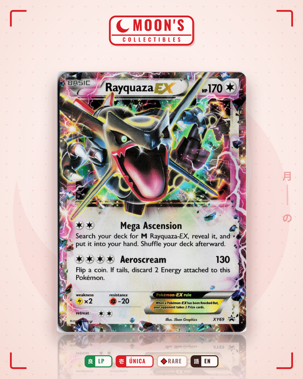 Carta Pokémon Rayquaza-EX · XY Black Star Promos #XY69 (LP) — pieza única en Moon's Collectibles México
