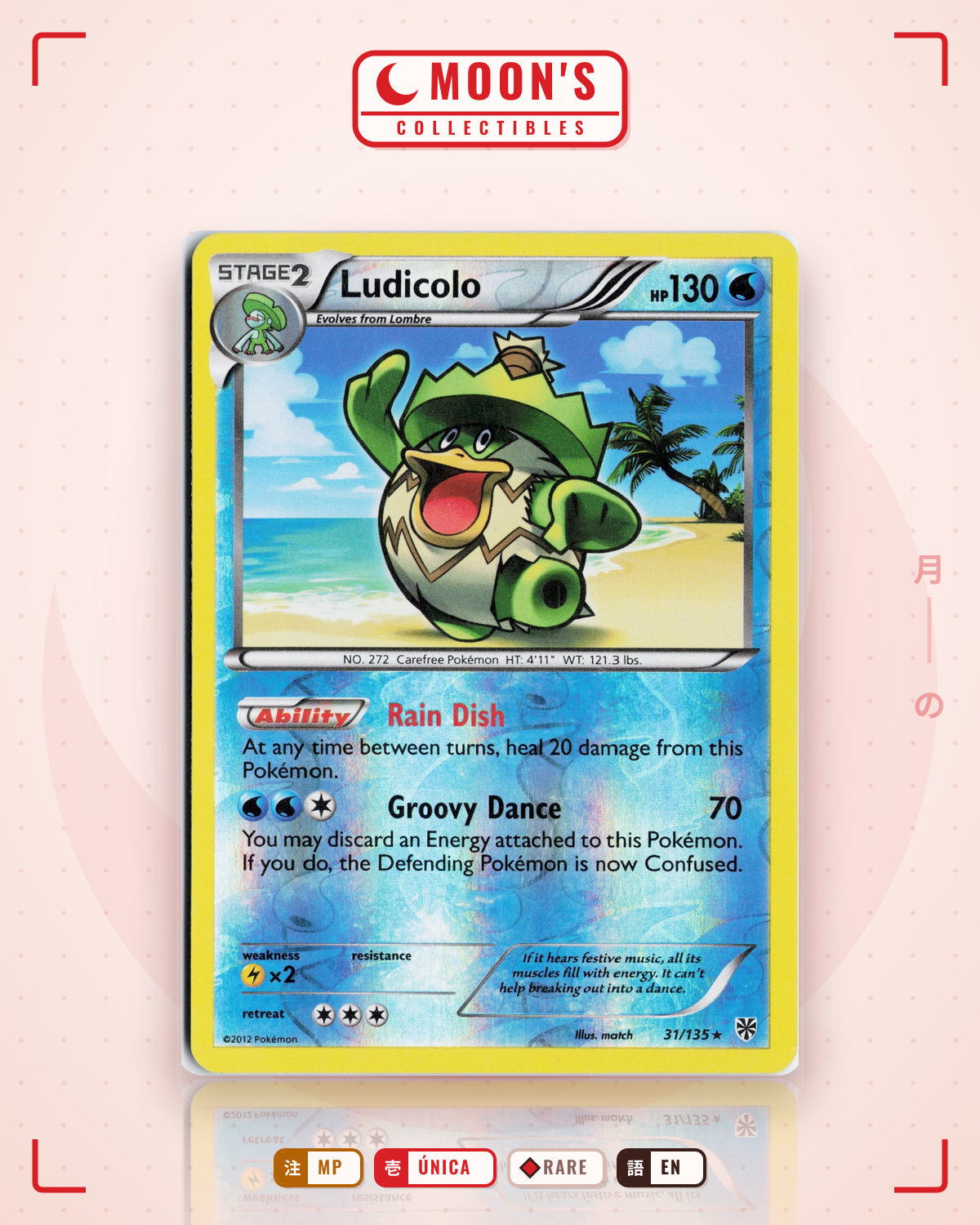 Carta Pokémon Ludicolo · Plasma Storm #31/135 (MP) — pieza única en Moon's Collectibles México