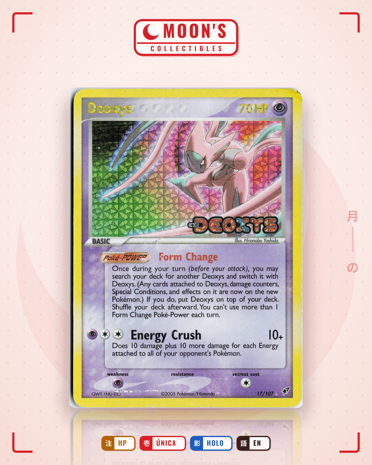 Carta Pokémon Deoxys · Deoxys #17/107 (HP) — pieza única en Moon's Collectibles México