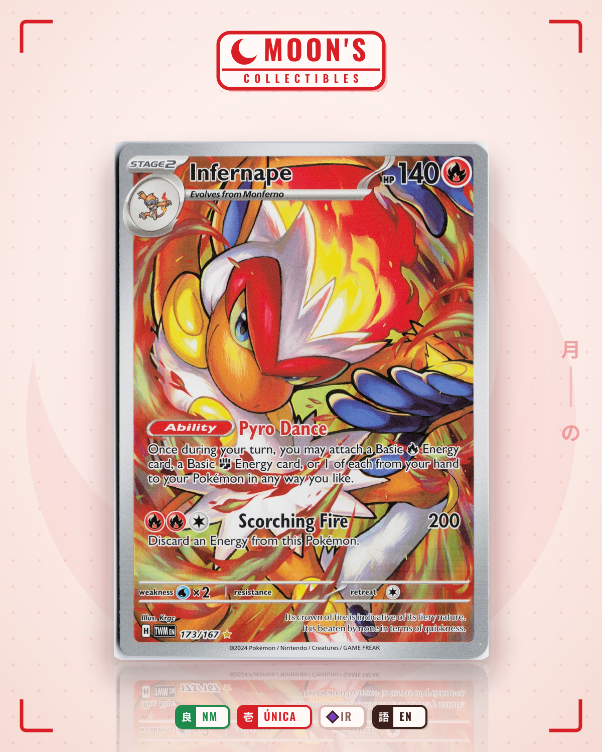 Carta Pokémon Infernape · Twilight Masquerade #173/167 (NM) — pieza única en Moon's Collectibles México