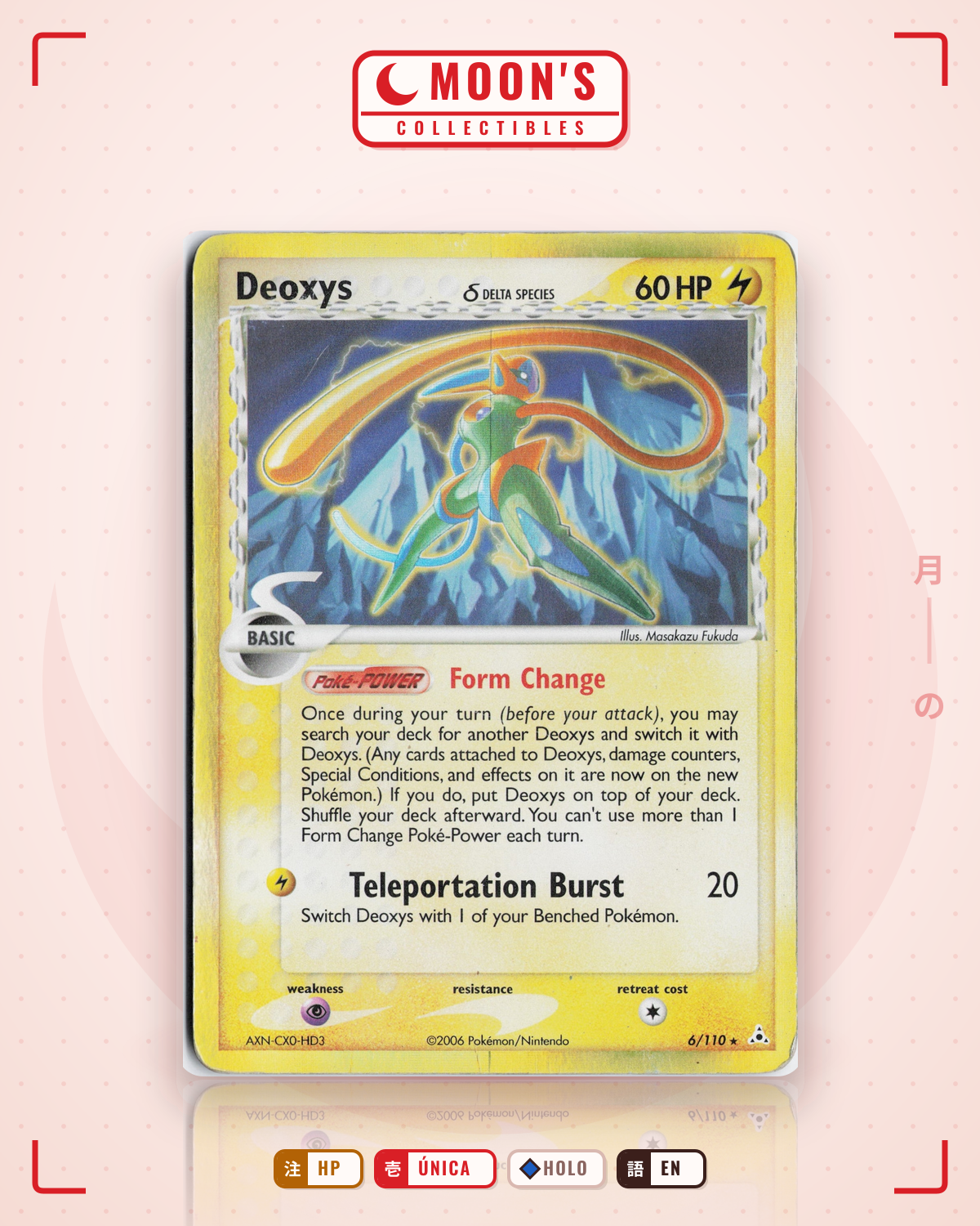 Carta Pokémon Deoxys δ · Holon Phantoms #6/110 (HP) — pieza única en Moon's Collectibles México