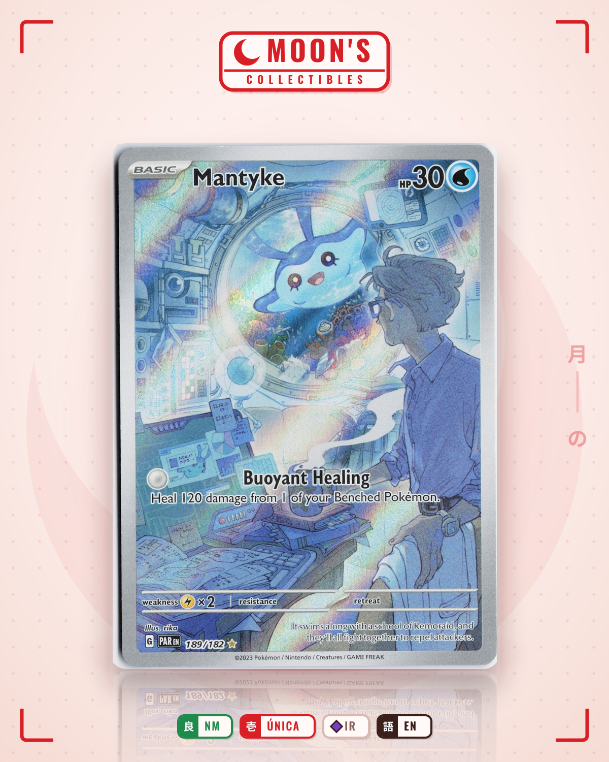 Carta Pokémon Mantyke · Paradox Rift #189/182 (NM) — pieza única en Moon's Collectibles México