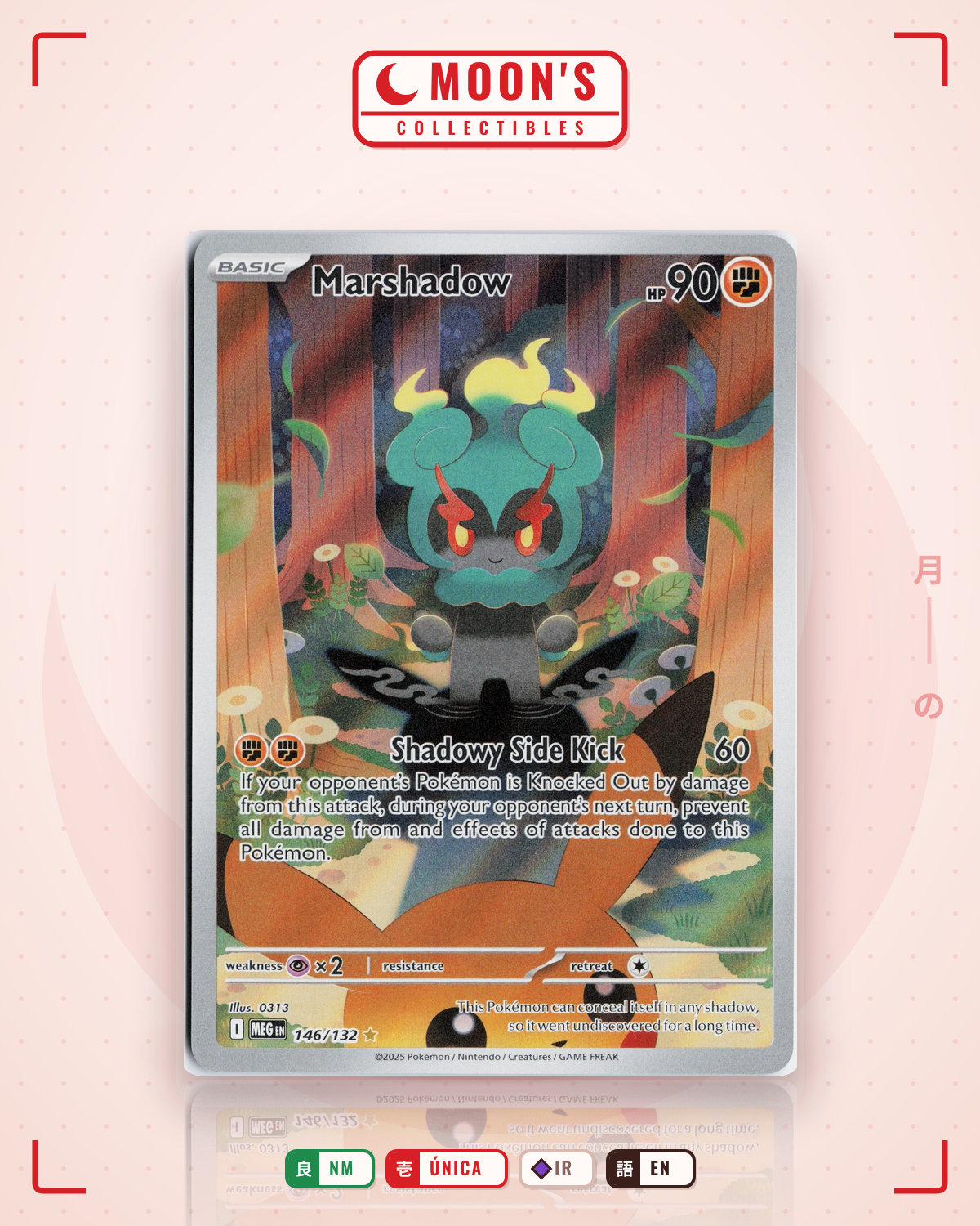 Carta Pokémon Marshadow · Mega Evolution #146/132 (NM) — pieza única en Moon's Collectibles México