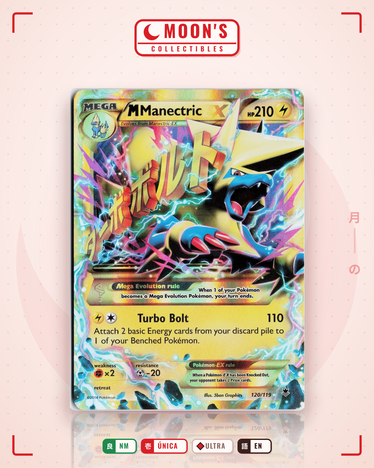 Carta Pokémon M Manectric-EX · Phantom Forces #120/119 (NM) — pieza única en Moon's Collectibles México