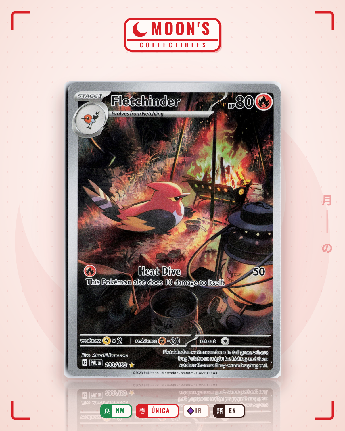 Carta Pokémon Fletchinder · Paldea Evolved #199/193 (NM) — pieza única en Moon's Collectibles México