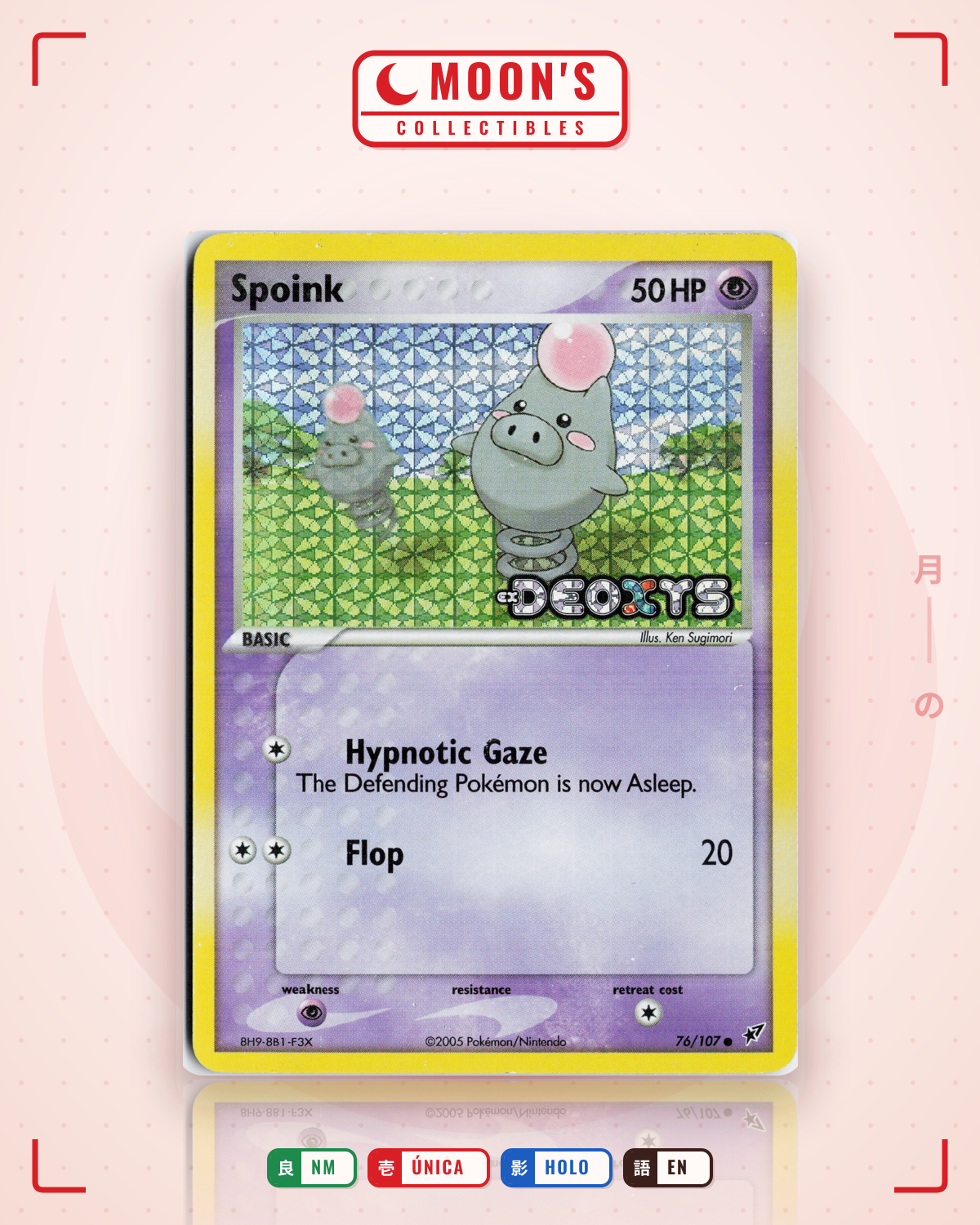 Carta Pokémon Spoink · Deoxys #76/107 (NM) — pieza única en Moon's Collectibles México