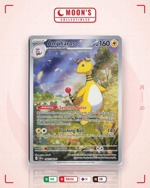 Carta Pokémon Ampharos · Chaos Rising #090/086 (NM) — pieza única en Moon's Collectibles México