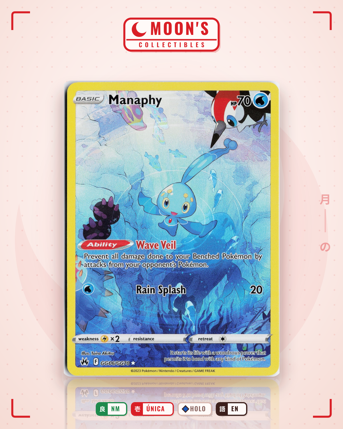 Carta Pokémon Manaphy · Crown Zenith Galarian Gallery #GG06/GG70 (NM) — pieza única en Moon's Collectibles México