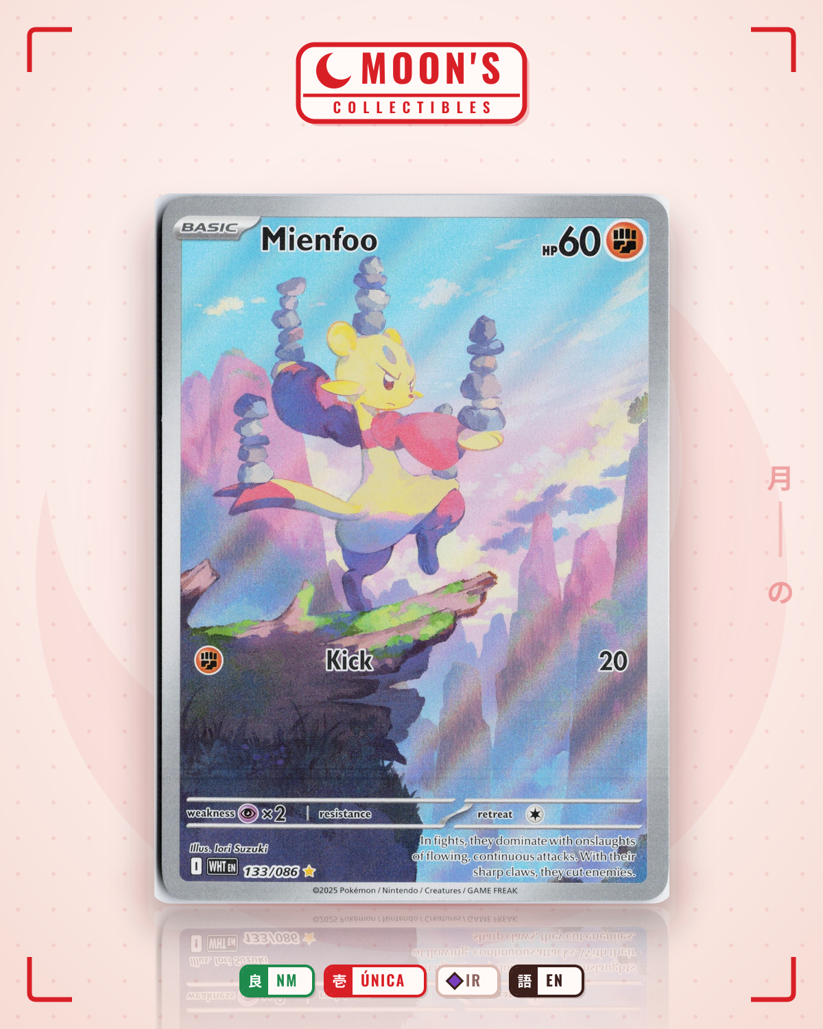 Carta Pokémon Mienfoo · White Flare #133/086 (NM) — pieza única en Moon's Collectibles México