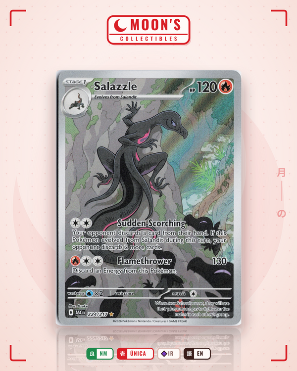 Carta Pokémon Salazzle · Ascended Heroes #224/217 (NM) — pieza única en Moon's Collectibles México