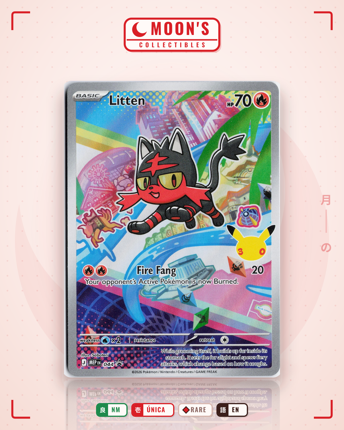 Carta Pokémon Litten · Mega Evolution Black Star Promos #044 (NM) — pieza única en Moon's Collectibles México