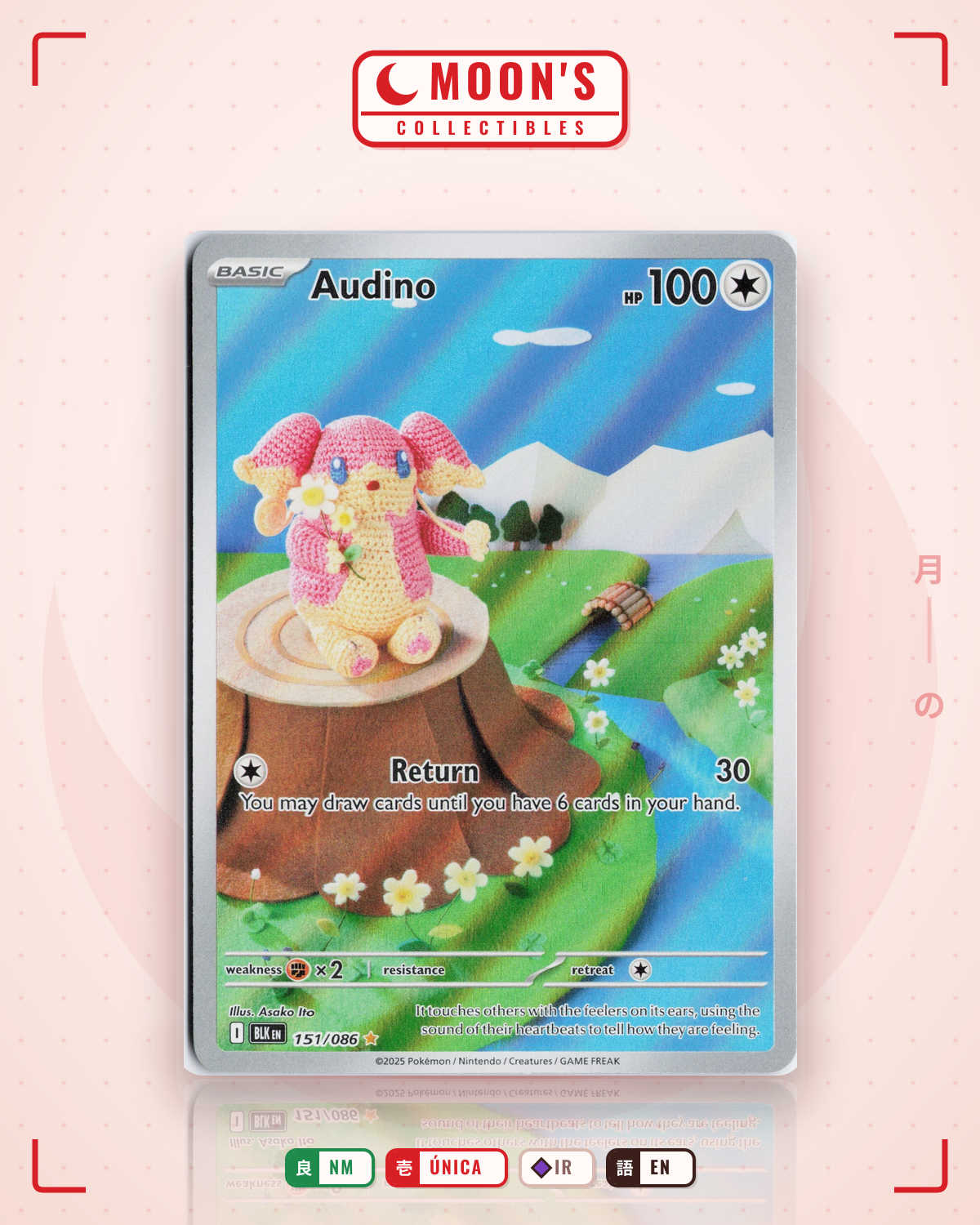 Carta Pokémon Audino · Black Bolt #151/086 (NM) — pieza única en Moon's Collectibles México