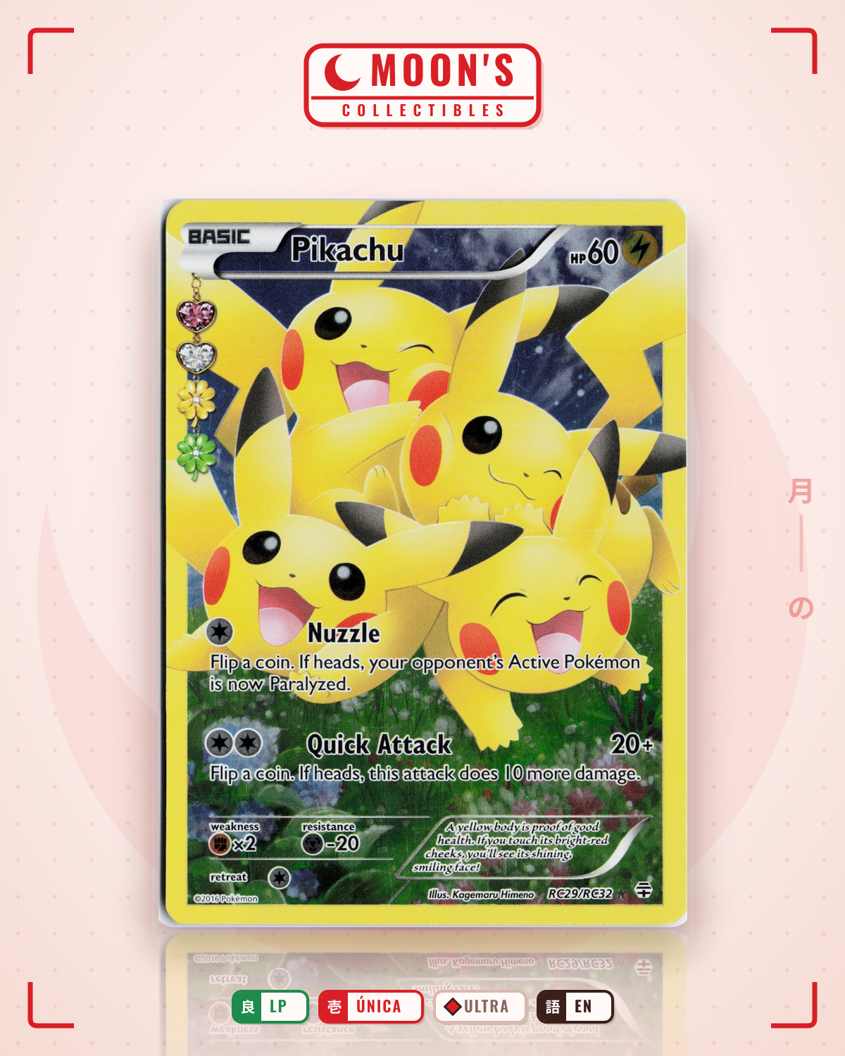 Carta Pokémon Pikachu · Generations #RC29/RC32 (LP) — pieza única en Moon's Collectibles México