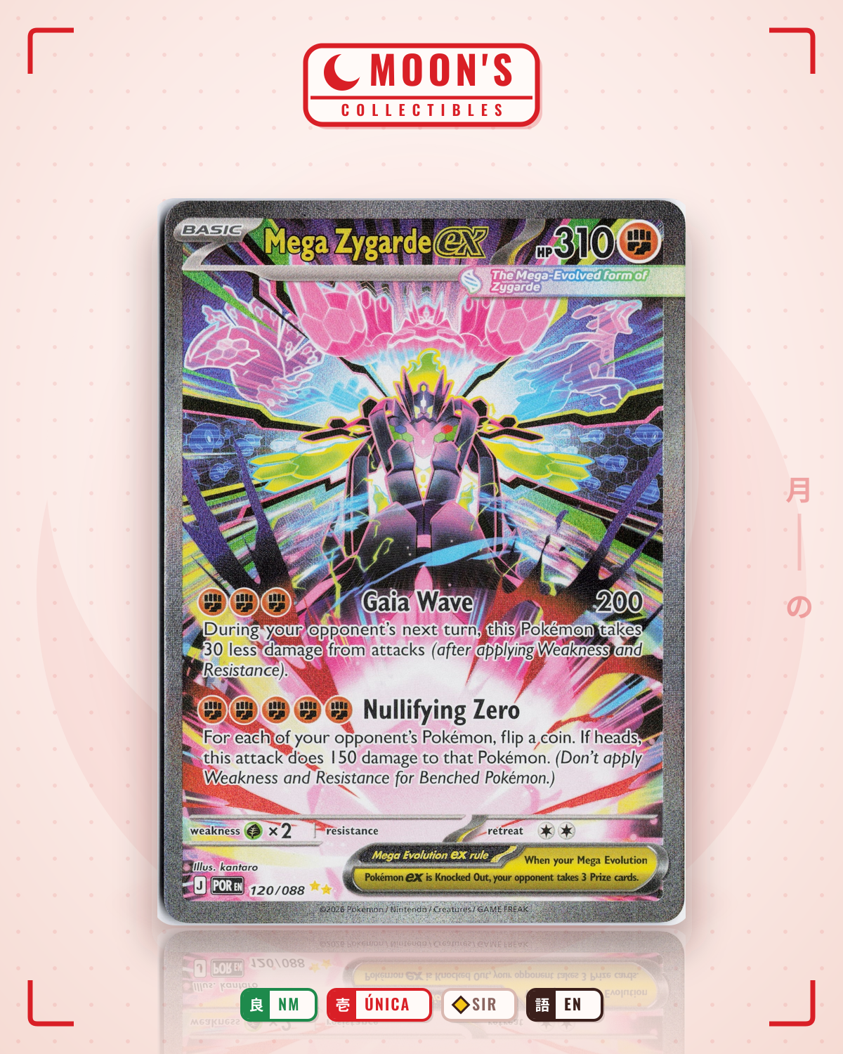 Carta Pokémon Mega Zygarde ex · Perfect Order #120/088 (NM) — pieza única en Moon's Collectibles México