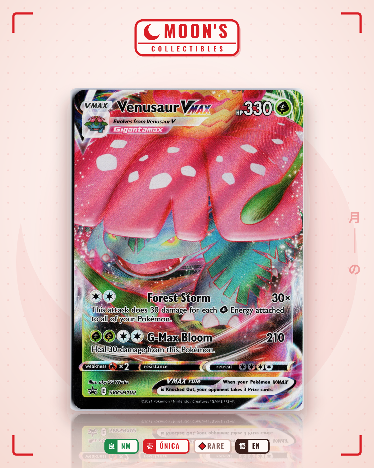 Carta Pokémon Venusaur VMAX · SWSH Black Star Promos #SWSH102 (NM) — pieza única en Moon's Collectibles México