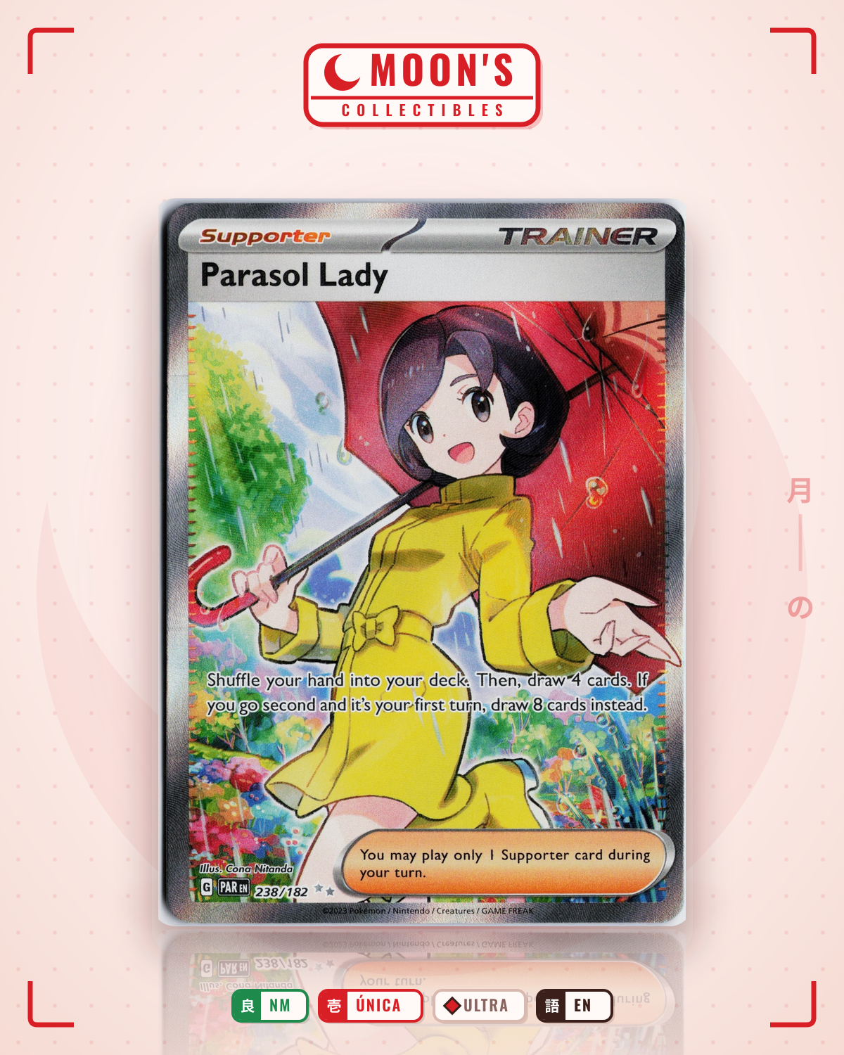 Carta Pokémon Parasol Lady · Paradox Rift #238/182 (NM) — pieza única en Moon's Collectibles México
