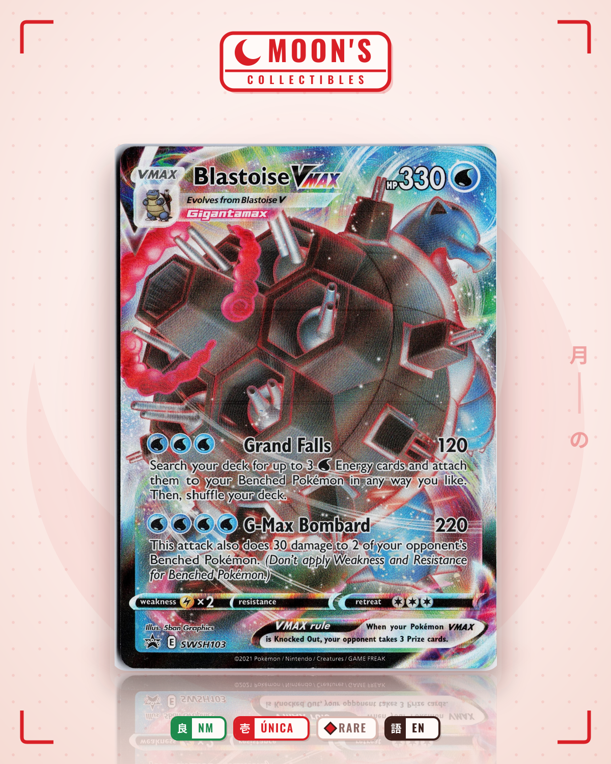 Carta Pokémon Blastoise VMAX · SWSH Black Star Promos #SWSH103 (NM) — pieza única en Moon's Collectibles México